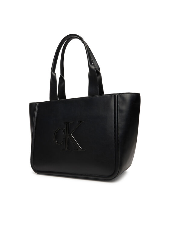 Calvin Klein Geantă Calvin Klein Bold Ck Medium Tote LV04F3218G Negru