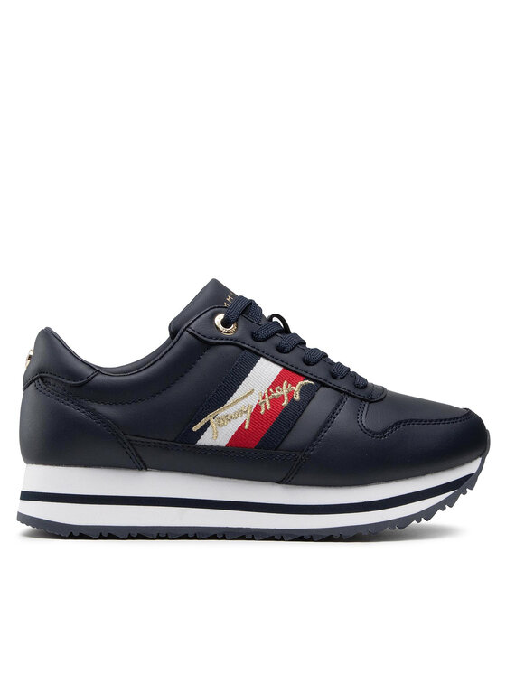 Tommy Hilfiger Superge Tommy Hilfiger Th Signature Runner Sneaker FW0FW05218 Mornarsko modra