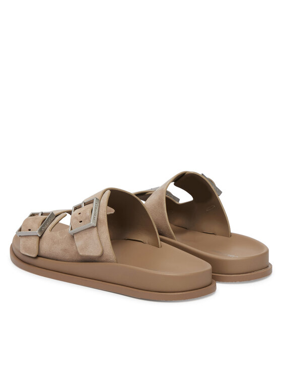 Calvin Klein Natikači Calvin Klein City Sandal Buckle Suede HW0HW03130 Bež