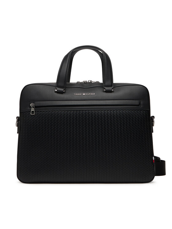 Tommy Hilfiger Nešiojamo kompiuterio krepšys Tommy Hilfiger Th Woven Computer Bag AM0AM13660 Juoda