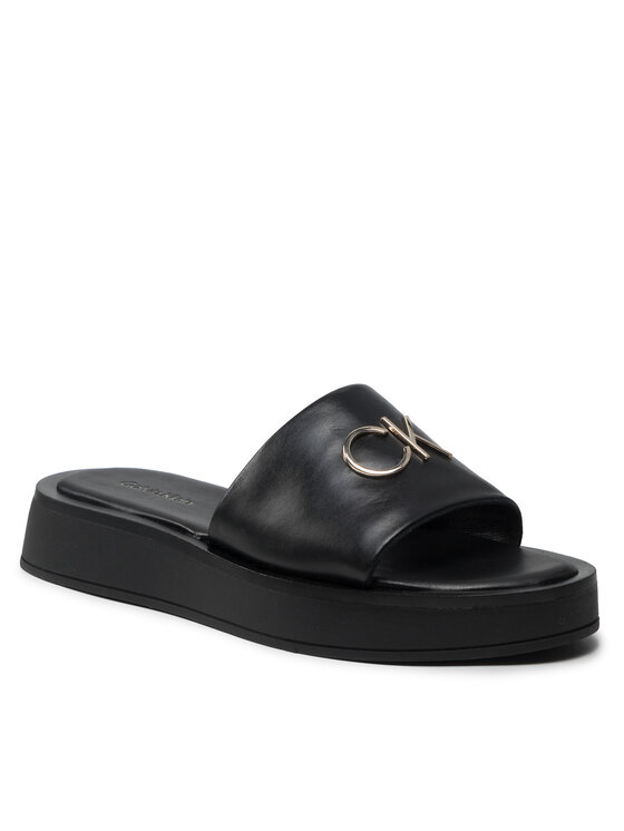 Calvin Klein Šľapky Calvin Klein Flatform Slide W/Hdw HW0HW01158 Čierna