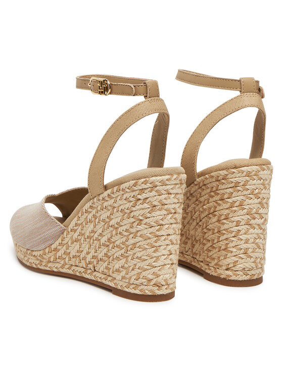 Tommy Hilfiger Espadrile Tommy Hilfiger Chambray High Wedge Espadrille FW0FW08588 Bež