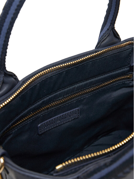 Tommy Hilfiger Дамска чанта Tommy Hilfiger Th Logotape Mini Tote AW0AW17201 Тъмносин