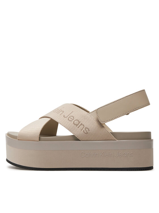 Calvin Klein Jeans Sandale Calvin Klein Jeans Flatform Sandal Sling In Mr YW0YW01362 Bej