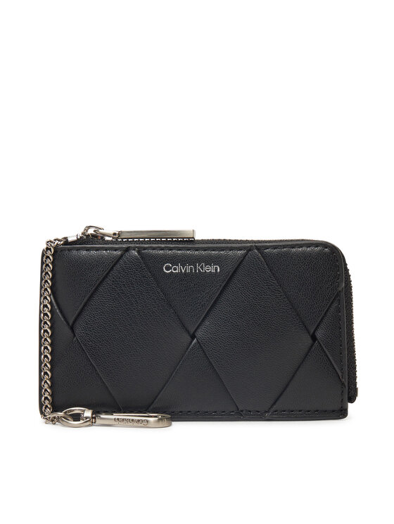 Calvin Klein Atslēgu maks Calvin Klein Ck Woven Zip Around Cardholder K60K612954 Melns