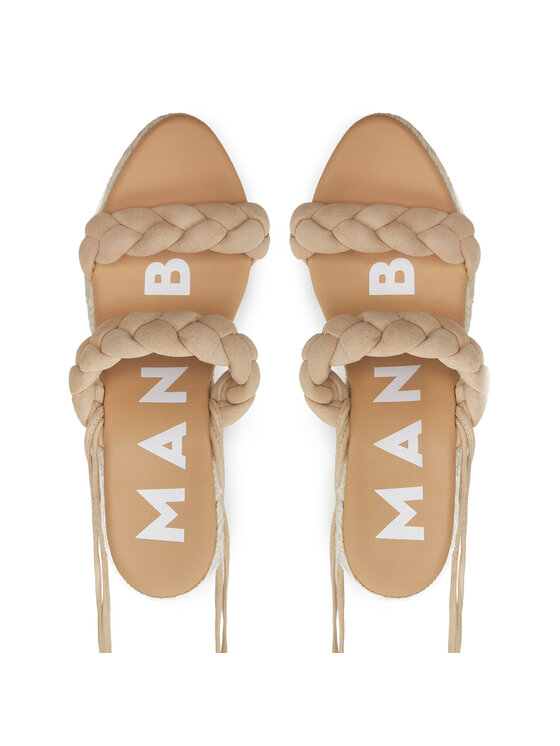Manebi Espadrilky Manebi Hamptons Two Braided Bands Wedge Espadrilles M 1.1 WE Béžová