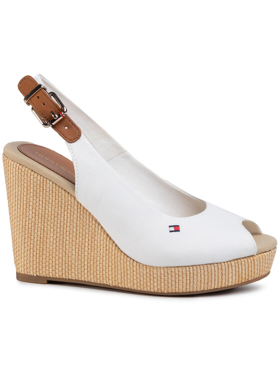 Tommy Hilfiger Espadrile Tommy Hilfiger Iconic Elena Sling Back Wedge FW0FW04789 Écru