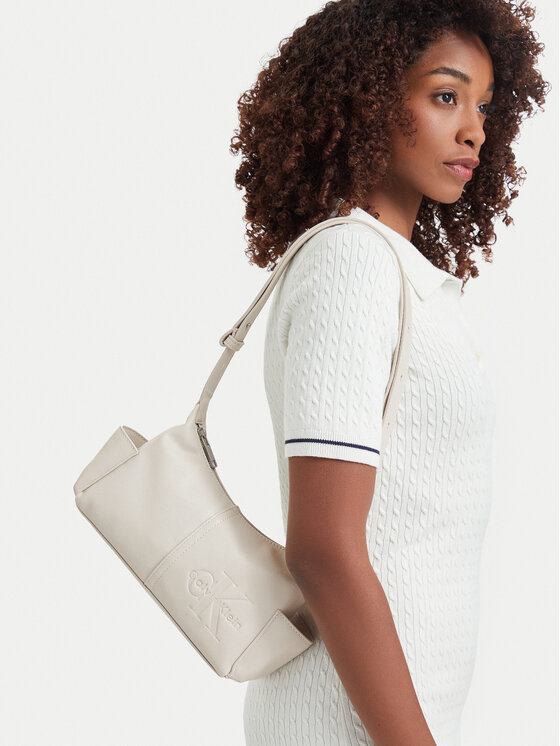 Calvin Klein Torebka Calvin Klein Pockets Monologo Crossbody LV04F3687G Kremowy