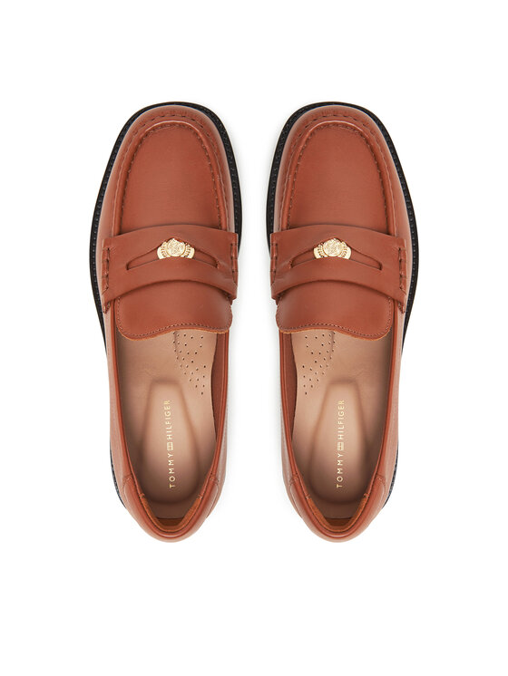 Tommy Hilfiger Mocassini Tommy Hilfiger Crest Squarish Toe Penny Loafer FW0FW08633 Marrone