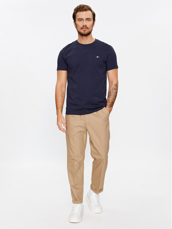 Gant Gant Majica Shield 2003185 Mornarsko modra Slim Fit