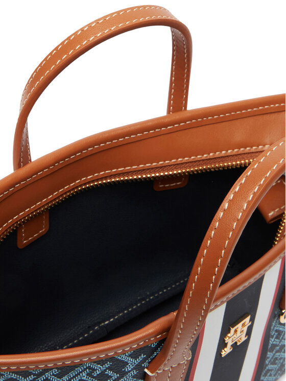 Tommy Hilfiger Дамска чанта Tommy Hilfiger Th Monoplay Mini Tote Stripe Le AW0AW18389 Син