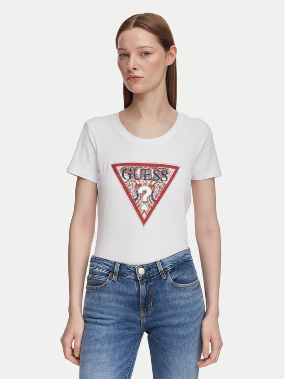 Guess Guess T-shirt W6YI25 K4344 Bijela Slim Fit