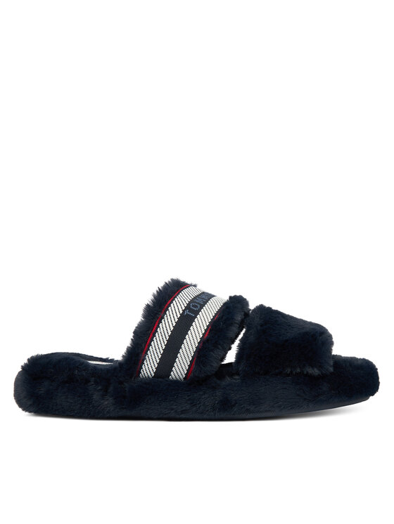 Tommy Hilfiger Papuče Tommy Hilfiger Hilfiger Fur Slipper FW0FW08854 Tamnoplava