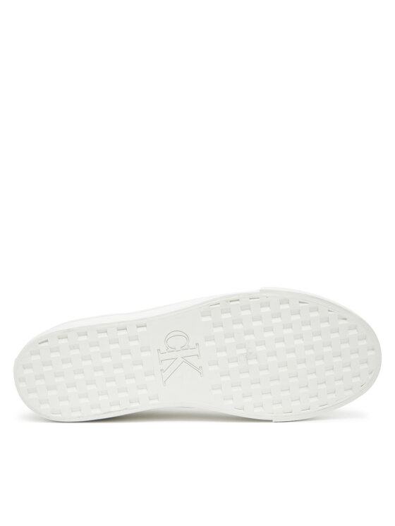 Calvin Klein Jeans Sneakersy Calvin Klein Jeans Vulc Flatf Lth Silver Logo Tag YW0YW01877 Biela