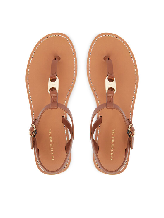 Tommy Hilfiger Sandali Tommy Hilfiger Leather Thong Sandal FW0FW09127 Rjava