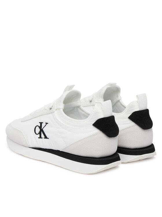 Calvin Klein Sneakersy Calvin Klein Retro Runner Lace Up Sock YW0YW02060 Biały