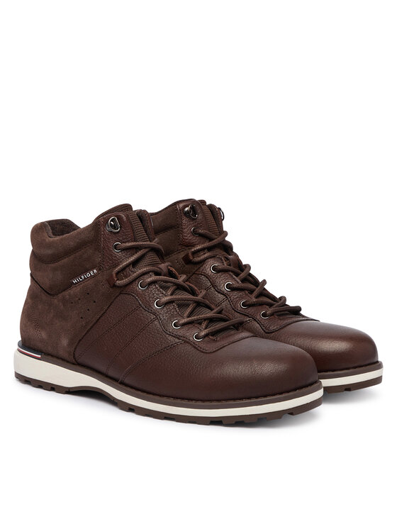Tommy Hilfiger Ghete Tommy Hilfiger Corporate Outdoor Warm Lth Boot FM0FM05991 Maro
