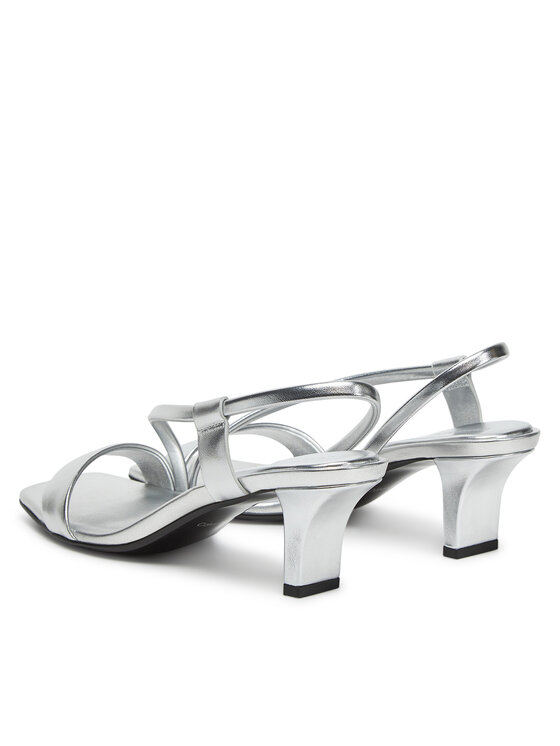 Calvin Klein Σανδάλια Calvin Klein Heel Sandal 50 Squared Metallic HW0HW02560 Ασημί