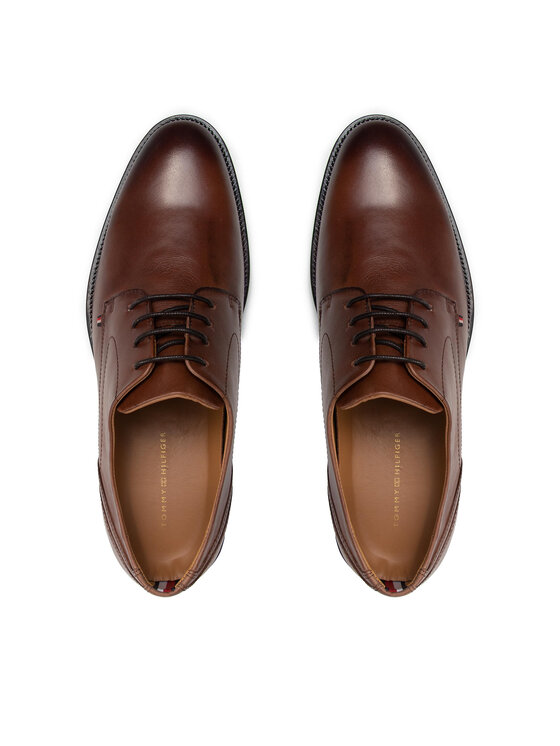 Tommy Hilfiger Poltopánky Tommy Hilfiger Sugnature Hilfiger Leather Shoe FM0FM03929 Hnedá