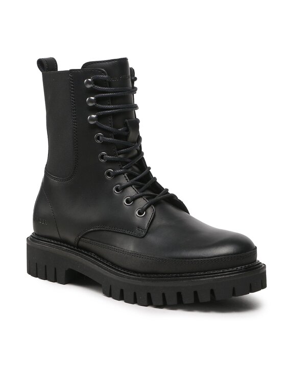 Tommy Hilfiger Trappers Tommy Hilfiger Premium Casual Chunky Lth Boot FM0FM04187 Negru