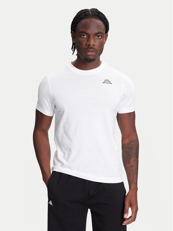 Kappa Kappa T-shirt Logo Korpo Cafers 304J150 Bianco Slim Fit