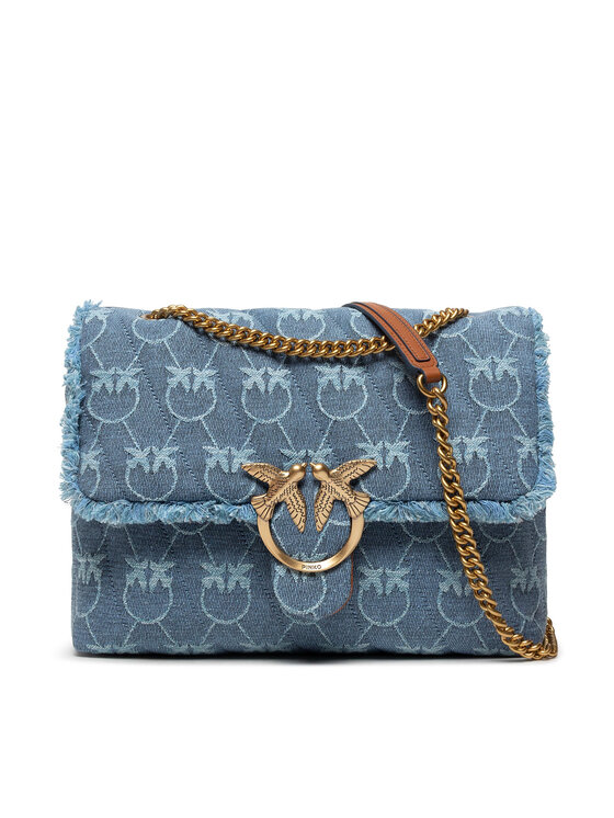 PINKO Ročna torba Pinko Love Bag Puff Denim Logo Cl PE 22 PLTT 1P22LT Y7WZ Modra
