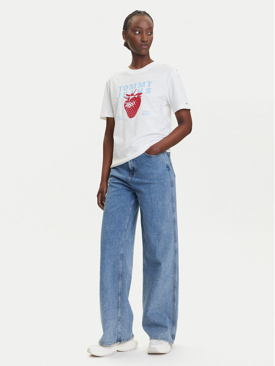 Tommy Jeans Tommy Jeans Majica Strawberry DW0DW20894 Bela Relaxed Fit