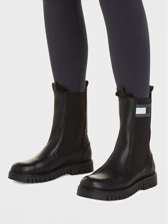 Tommy Jeans Kotníková obuv s elastickým prvkem Tommy Jeans Tjw Warmlined Chelsea Boot EN0EN02313 Černá