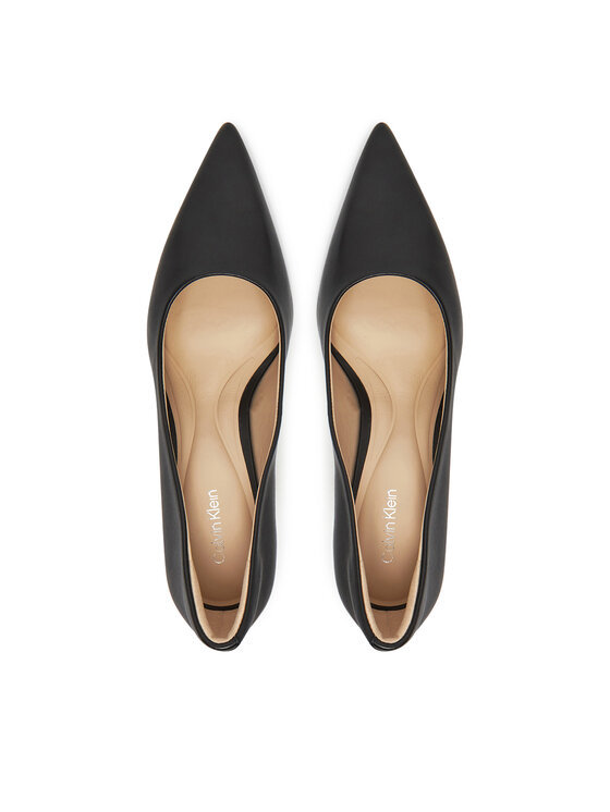 Calvin Klein Augstpapēžu kurpes Calvin Klein Pump 70 Pointy Hw Bar Lth HW0HW02561 Melns