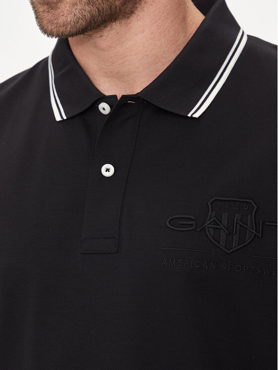 Gant Gant Polo majica Contrast 2013039 Črna Regular Fit
