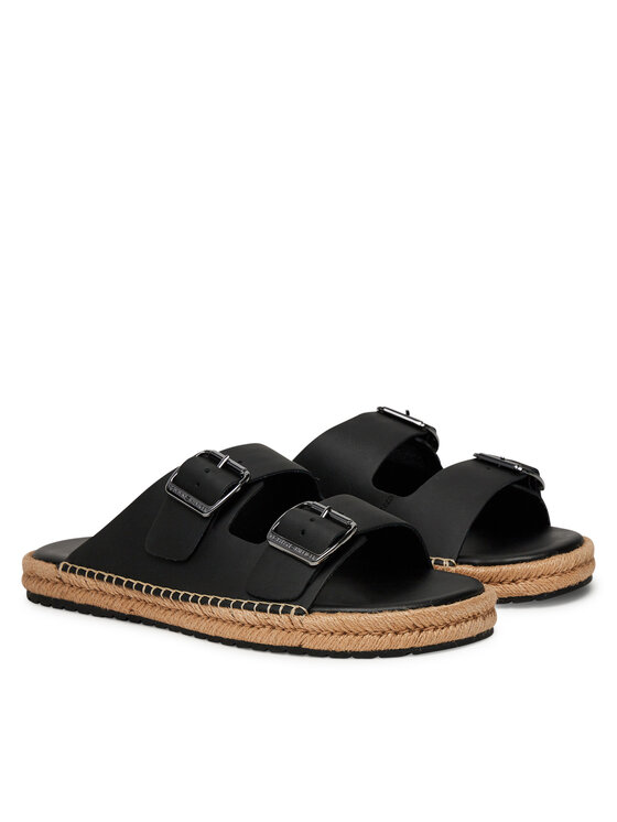 Tommy Hilfiger Espadrillas Tommy Hilfiger Flex Jutte Hilfiger Lth Sandal FM0FM05646 Nero