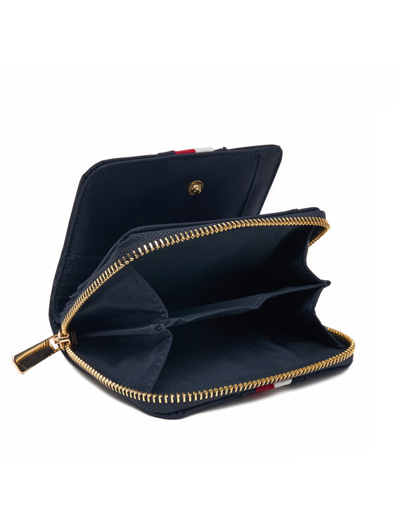 Tommy Hilfiger Portofel Tommy Hilfiger Th Icon Med Za W/Flap Nylon Corp AW0AW19164 Bleumarin