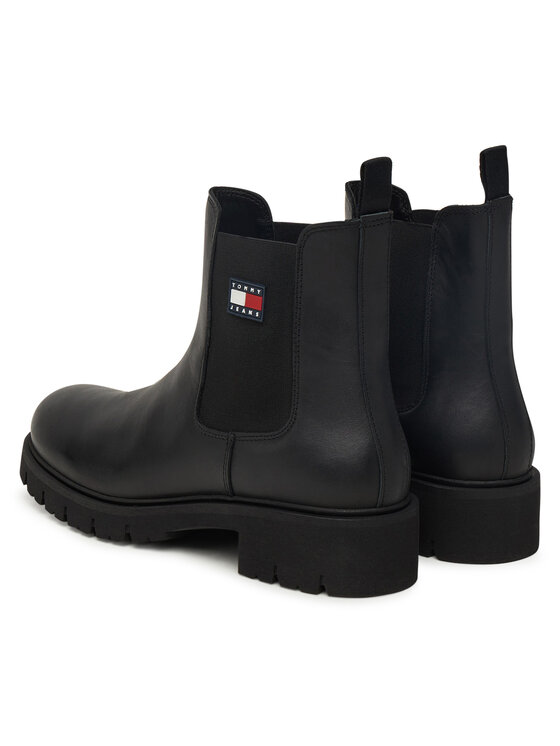 Tommy Jeans Štibletai Tommy Jeans Tjw Chelsea Leather Boot EN0EN02825 Juoda