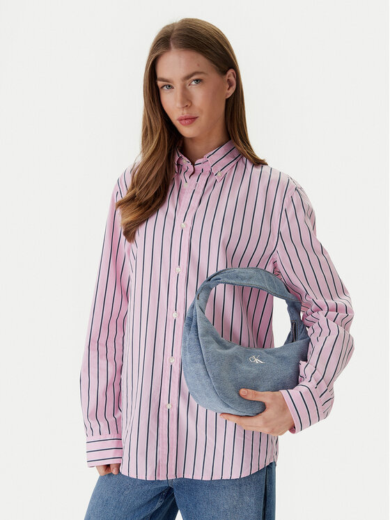 Calvin Klein Geantă Calvin Klein Denim Soft Crescent Sm LV04F3207G Albastru