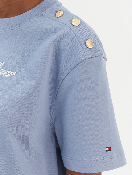 Tommy Hilfiger Tommy Hilfiger Camiseta Script WW0WW47819 Azul Regular Fit