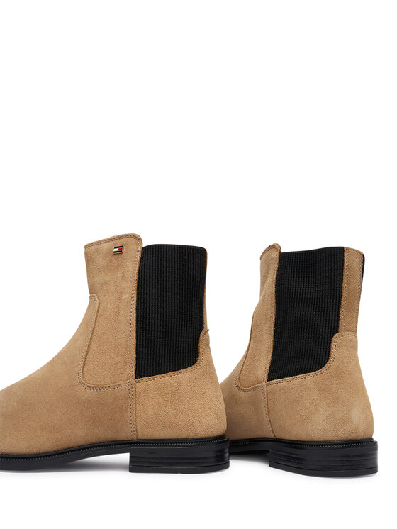 Tommy Hilfiger Štibletai Tommy Hilfiger Enamel Flag Suede Ankle Chelsea FW0FW09575 Smėlio