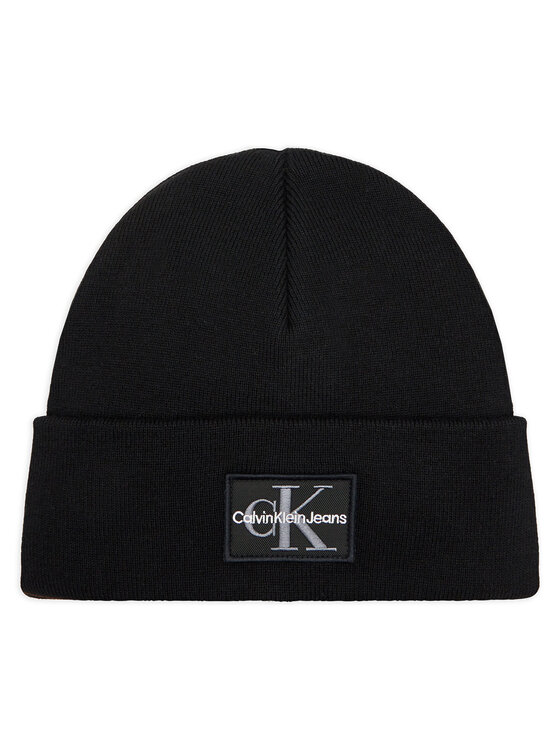 Calvin Klein Jeans Czapka Calvin Klein Jeans Mono Logo Patch Beanie K50K512148 Czarny