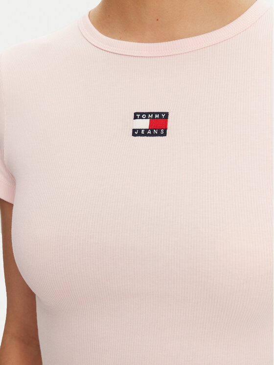 Tommy Jeans Tommy Jeans Majica Badge DW0DW17881 Roza Slim Fit