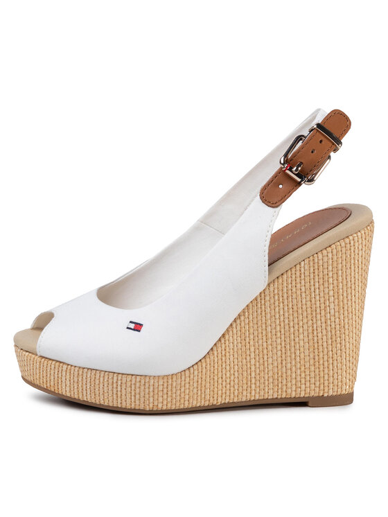 Tommy Hilfiger Еспадрили Tommy Hilfiger Iconic Elena Sling Back Wedge FW0FW04789 Екрю