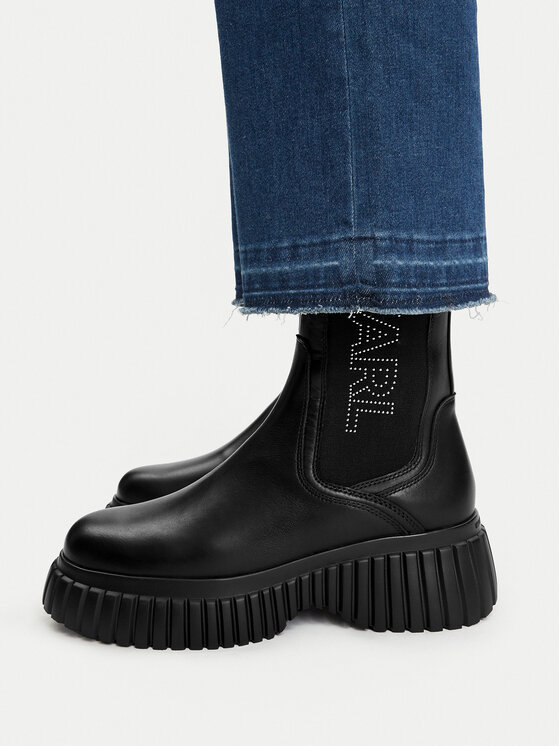 KARL LAGERFELD Botki KARL LAGERFELD Kreeper Wedge KL44460 Czarny