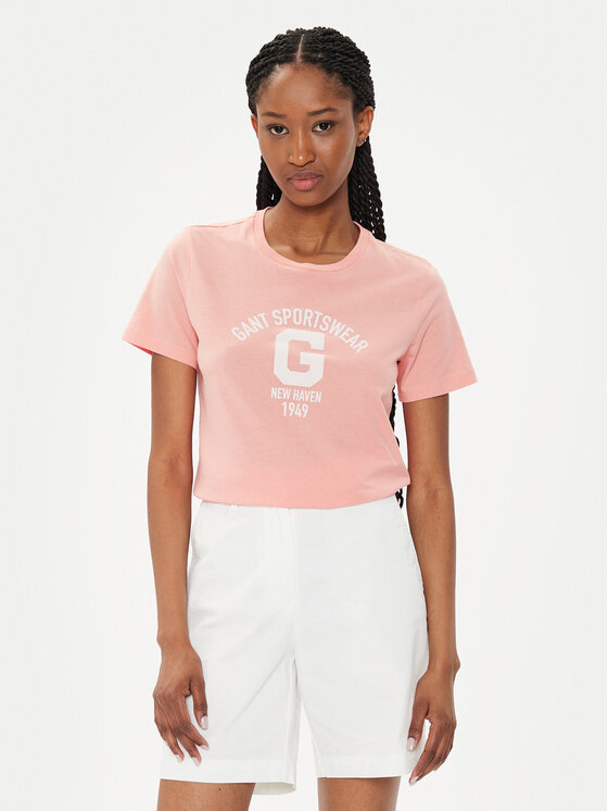 Gant Gant Marškinėliai Logo 4200849 Koralų Regular Fit