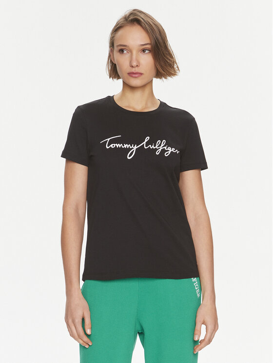 Tommy Hilfiger Tommy Hilfiger Póló Signature WW0WW41674 Fekete Regular Fit