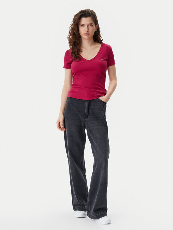 Tommy Jeans Tommy Jeans Majica Essential DW0DW17385 Roza Slim Fit