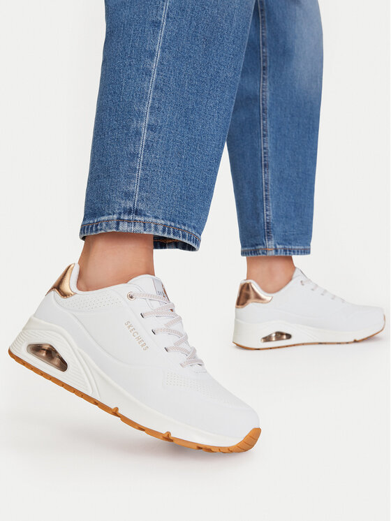 Skechers Sneakersy Skechers Uno Shimmer Away 155196/WHT Biały