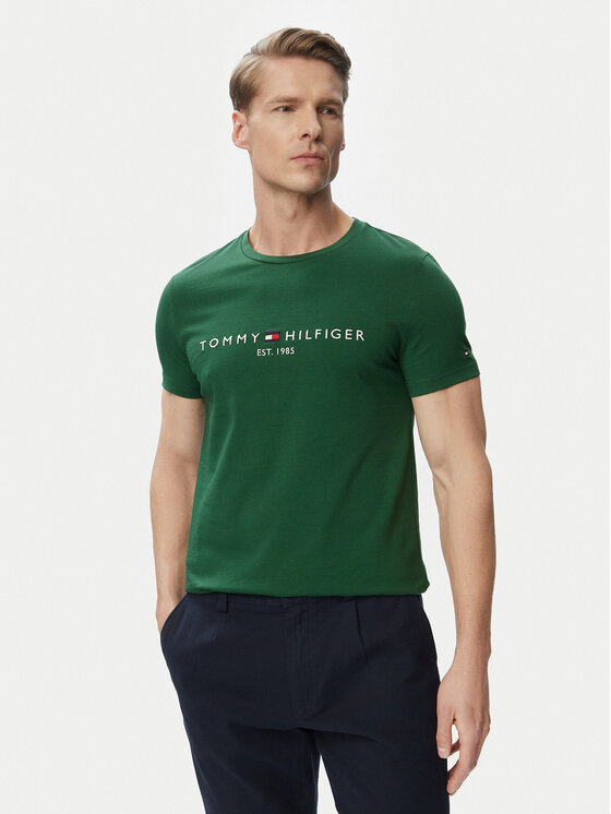 Tommy Hilfiger Tommy Hilfiger T-shirt Logo MW0MW11797 Tamno zelena Slim Fit