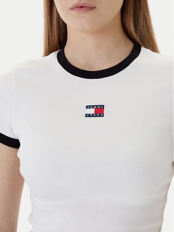 Tommy Jeans Tommy Jeans Camiseta Badge DW0DW22575 Écru Slim Fit