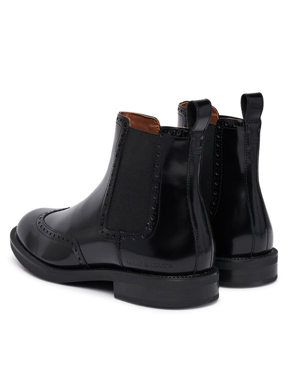 Tommy Hilfiger Chelsea Tommy Hilfiger Lth Abrasivato Brogue Chelsea FM0FM06079 Nero