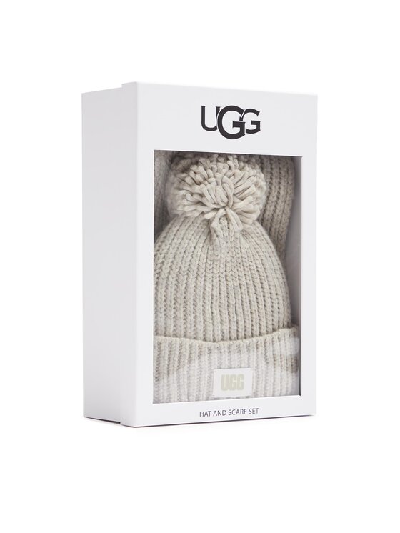 Ugg Set Fular și Căciulă Ugg W Knit Beanie W Pom And Scarf 21883 Gri