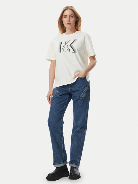KARL LAGERFELD KARL LAGERFELD Camiseta B4W17003 Crema Regular Fit