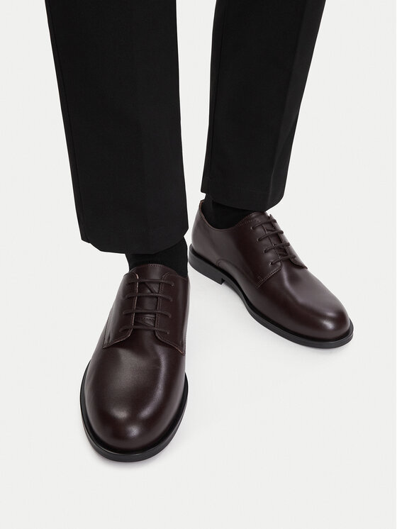Calvin Klein Półbuty Calvin Klein Ess Rubber Derby Lth HM0HM02056 Brązowy ciemny